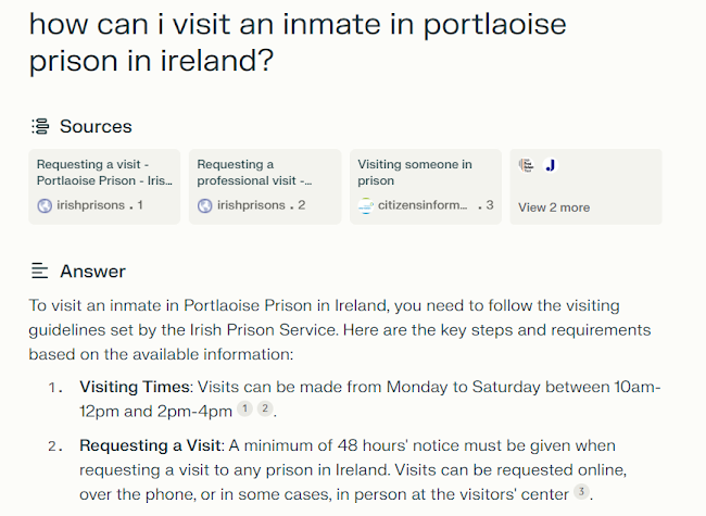 A screengrab of results from Perplexity search engine